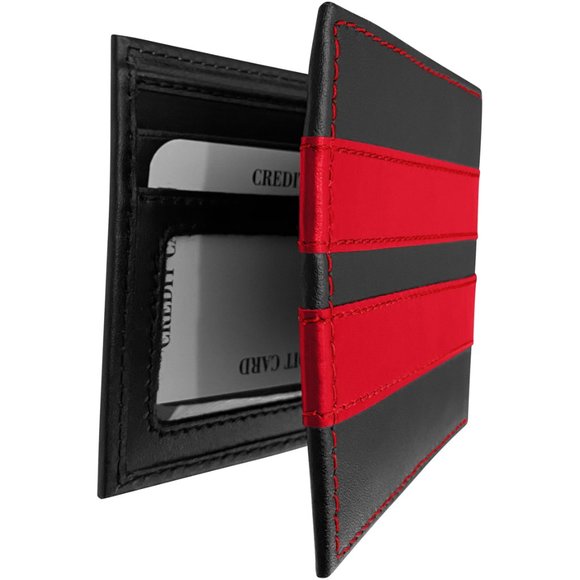 Thin Red Line Fire Fighter Bifold Leather Wallet - Picture 5 of 6